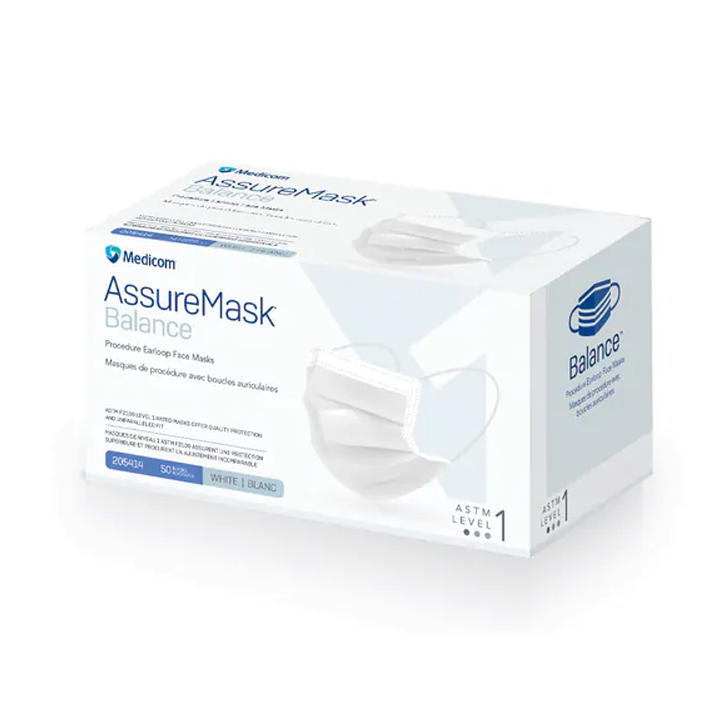 AssureMask® Balance™ Earloop Mask, Level 1 White 50/Box