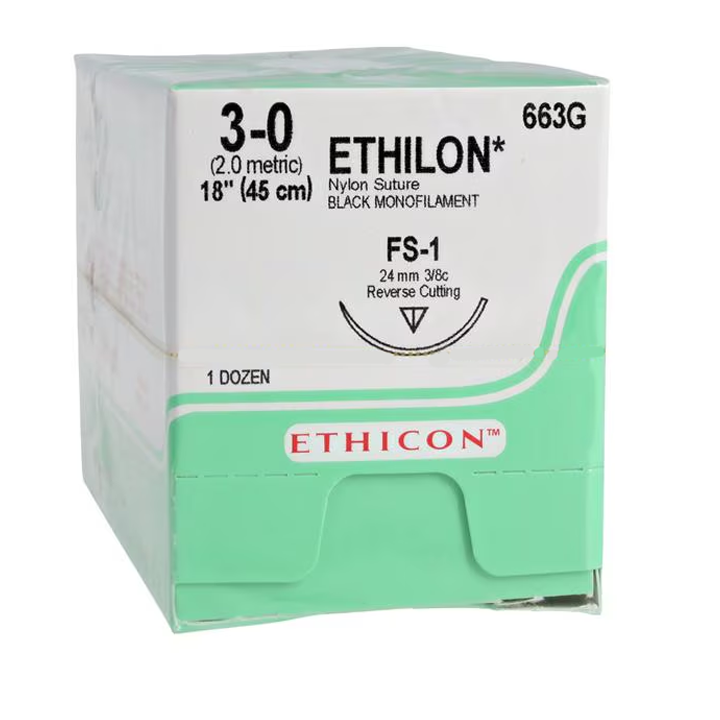 Ethicon 663G Sutures 3-0 ETHILON black FS-1 18'' 12/Box – Bondi Medical ...
