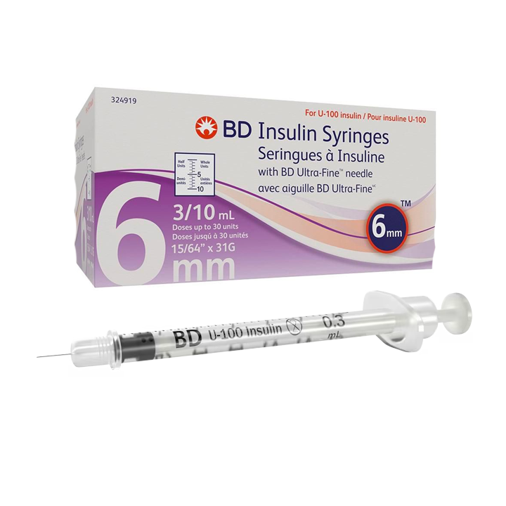 BD UltraFine™ insulin / Botox Syringes 3/10cc 31G 6mm BD 324919