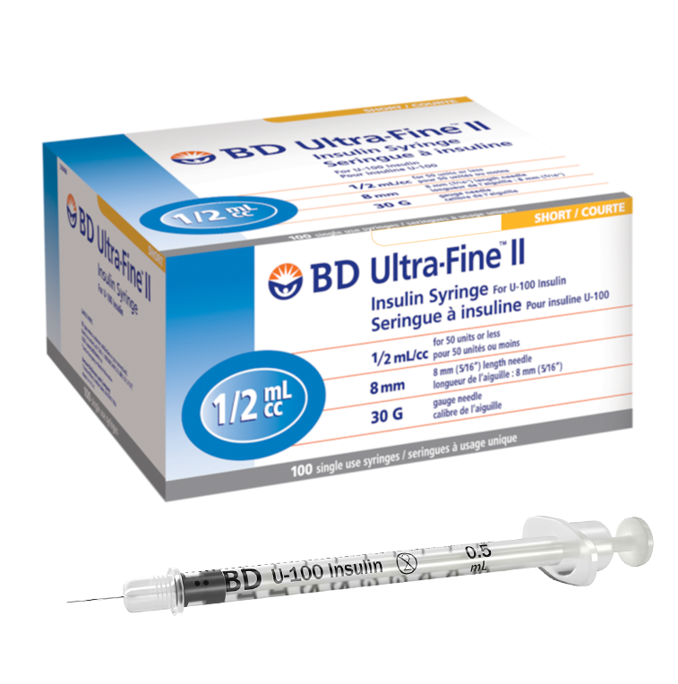 BD UltraFine™ insulin / Botox Syringes 1/2cc 8mm 30G BD 320468 100/Bo