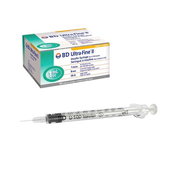 BD UltraFine™ Insulin / Botox Syringes 1cc 30G 8mm BD 320469 100/Box